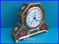 Royal Crown Derby 1st Quality Old Imari Solid Gold Band Desk Clock