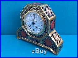 Royal Crown Derby 1st Quality Old Imari Solid Gold Band Desk Clock