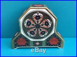 Royal Crown Derby 1st Quality Old Imari Solid Gold Band Desk Clock