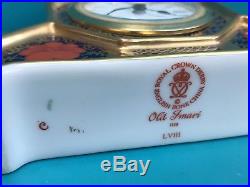 Royal Crown Derby 1st Quality Old Imari Solid Gold Band Desk Clock