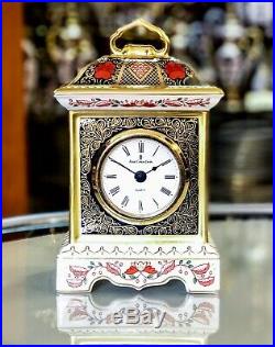 Royal Crown Derby 1st Quality Old Imari Solid Gold Band Mantel Clock