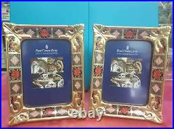 Royal Crown Derby 1st Quality Old Imari Solid Gold Band Picture Frame Small Pair