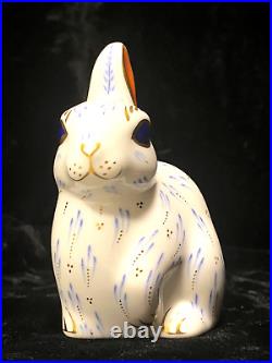 Royal Crown Derby 2001 Snowy Rabbit Gold Stopper Design June Branscombe