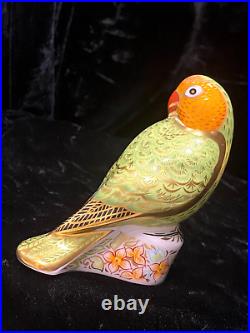 Royal Crown Derby 2007 Red Faced Love Bird Paperweight Gold Stopper Ltd 2500