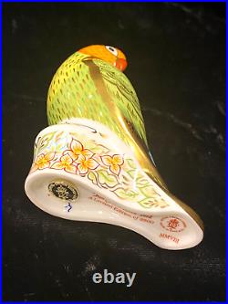 Royal Crown Derby 2007 Red Faced Love Bird Paperweight Gold Stopper Ltd 2500