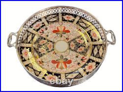 Royal Crown Derby 2451 Imari Sterling Silver Biscuit Serving Basket Tray