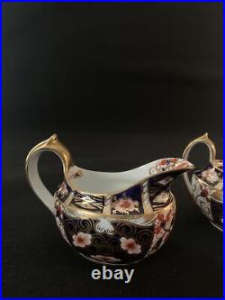 Royal Crown Derby 2451 Traditional Imari Creamer and Sugar Set MINT Condition A