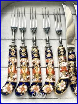 Royal Crown Derby 2541 Imari 6 fruit knife and 5 fork set