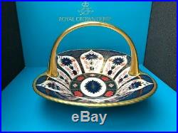Royal Crown Derby 2nd Quality Old Imari Solid Gold Band Hawking Heather Basket