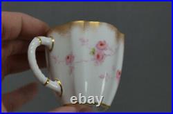 Royal Crown Derby 3219 5 Hand Painted Pink Rose & Gold Demitasse Cup & Saucer
