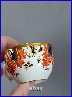 Royal Crown Derby 3411 Orange Floral Cobalt & Gold Tea Cup & Saucer Circa 1897