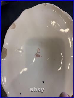 Royal Crown Derby 3973, Blue & Rust Covered Oval Vegetable Serving Bowl See Pics