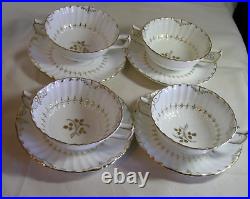 Royal Crown Derby 4 Soup Bowls with 4 Saucers Wenworth Pattern 8 Piece Set