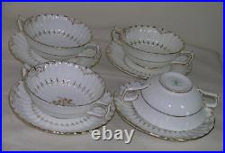 Royal Crown Derby 4 Soup Bowls with 4 Saucers Wenworth Pattern 8 Piece Set