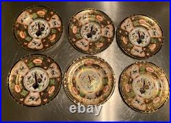 Royal Crown Derby #4591 GADROONED CABINET PLATES 8 1/2 Matching Set -6 c. 1895
