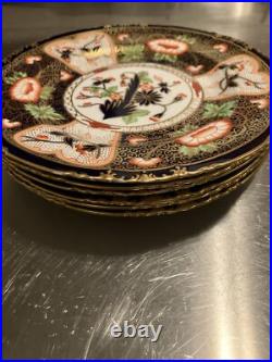 Royal Crown Derby #4591 GADROONED CABINET PLATES 8 1/2 Matching Set -6 c. 1895