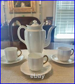 Royal Crown Derby 5 Cup Coffee Pot Surrey White With 3 Cup Green Mark 1940's