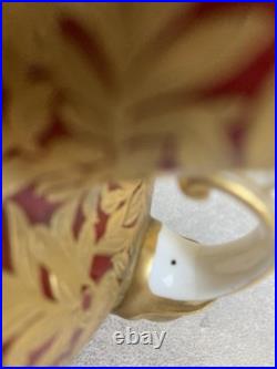 Royal Crown Derby 6 Vase Sang de Boeuf Glaze Gilt Foliage Birds w Mask Handles