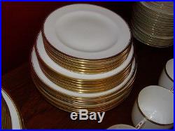 Royal Crown Derby 72 Piece Dinner Service Rare Gold & White 9874 Pattern
