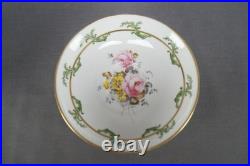 Royal Crown Derby 7997 Hand Painted Floral & Gold Green Scrolls Tea Cup & Saucer