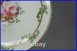 Royal Crown Derby 7997 Hand Painted Floral & Gold Green Scrolls Tea Cup & Saucer