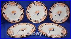 Royal Crown Derby 9820 (5) Dinner Plates, 10 1/4 Cobalt & Rust (B42)