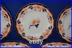 Royal Crown Derby 9820 (5) Dinner Plates, 10 1/4 Cobalt & Rust (B42)