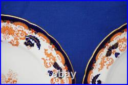 Royal Crown Derby 9820 (5) Dinner Plates, 10 1/4 Cobalt & Rust (B42)