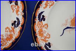 Royal Crown Derby 9820 (5) Dinner Plates, 10 1/4 Cobalt & Rust (B42)