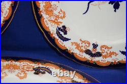 Royal Crown Derby 9820 (5) Dinner Plates, 10 1/4 Cobalt & Rust (B42)