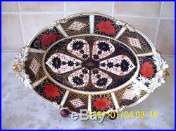 Royal Crown Derby Acorn Oval Dish 1128 Old Imari Pattern Cypher Mark For 1969