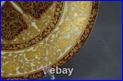 Royal Crown Derby Alhambra Raised Gold Beaded Floral Red & Yellow 9 1/8 Plate