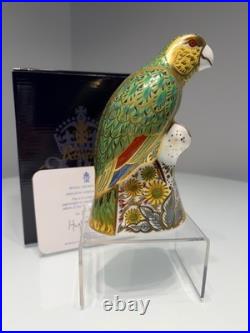 Royal Crown Derby Amazon Green Parrot with certificate and box