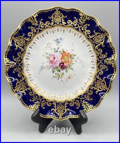 Royal Crown Derby Antique 1891-1921 Cobalt Blue Gold Cabinet Plate Scalloped