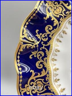 Royal Crown Derby Antique 1891-1921 Cobalt Blue Gold Cabinet Plate Scalloped