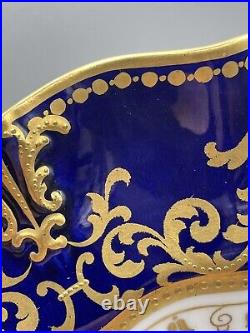 Royal Crown Derby Antique 1891-1921 Cobalt Blue Gold Cabinet Plate Scalloped