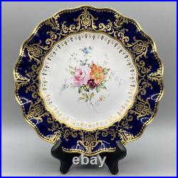 Royal Crown Derby Antique 1891-1921 Cobalt Blue Gold Cabinet Plate Scalloped