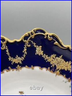 Royal Crown Derby Antique 1891-1921 Cobalt Blue Gold Cabinet Plate Scalloped Rim