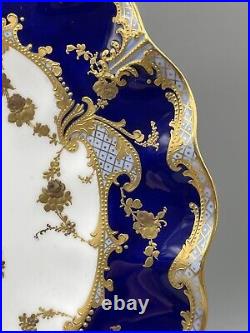 Royal Crown Derby Antique 1891-1921 Cobalt Blue & Heavy Gold Cabinet Plate 9in