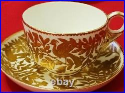 Royal Crown Derby Antique Cup, Saucer, Raised Gold, Birds, Flowers, C. 1877-1890