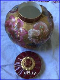 Royal Crown Derby Antique Hand Painted Potpourri Jar / Vase With Lid Gold Flower