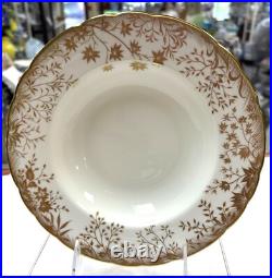 Royal Crown Derby Arboretum Gold Rim Soup Plate 8.5D, NEW