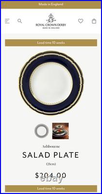 Royal Crown Derby Ashbourne Set Of 4 Dinner & 4 Salad Plates. Retail Value $1788 Royal Crown Derby Ashbourne Set Of 4 Dinner & 4 Salad Plates. Retail Value $1788