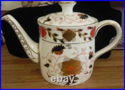 Royal Crown Derby Asian Rose Teapot. 8 IN & LID ON. HAS ORIGINAL BIRD TEA HOLDER
