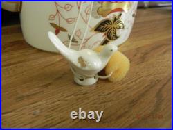 Royal Crown Derby Asian Rose Teapot. 8 IN & LID ON. HAS ORIGINAL BIRD TEA HOLDER