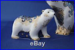 Royal Crown Derby Aurora Polar Bear And Cubs Boris And Alice L/e Paperweights