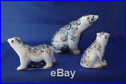 Royal Crown Derby Aurora Polar Bear And Cubs Boris And Alice L/e Paperweights