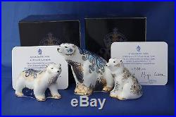 Royal Crown Derby Aurora Polar Bear And Cubs Boris And Alice L/e Paperweights