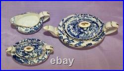 Royal Crown Derby BLUE MIKADO 3 Piece Set Teapot Covered Sugar And Creamer