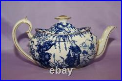 Royal Crown Derby BLUE MIKADO 3 Piece Set Teapot Covered Sugar And Creamer